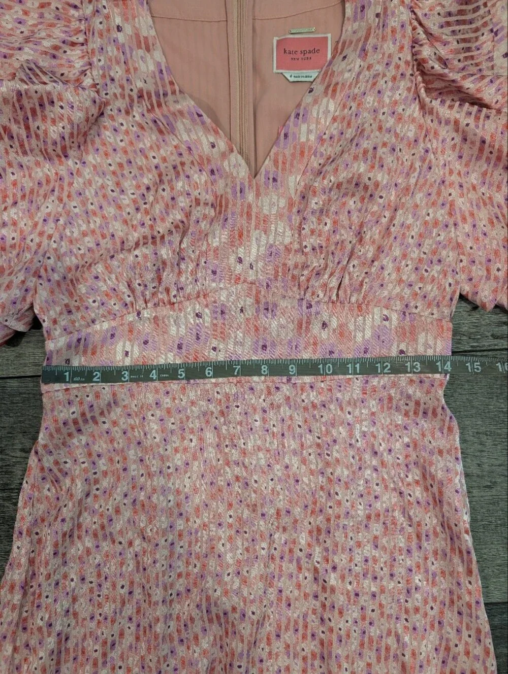 *New* Kate apade Pink Flutter Sleeve V-Neck Midi Dress Sz 4
